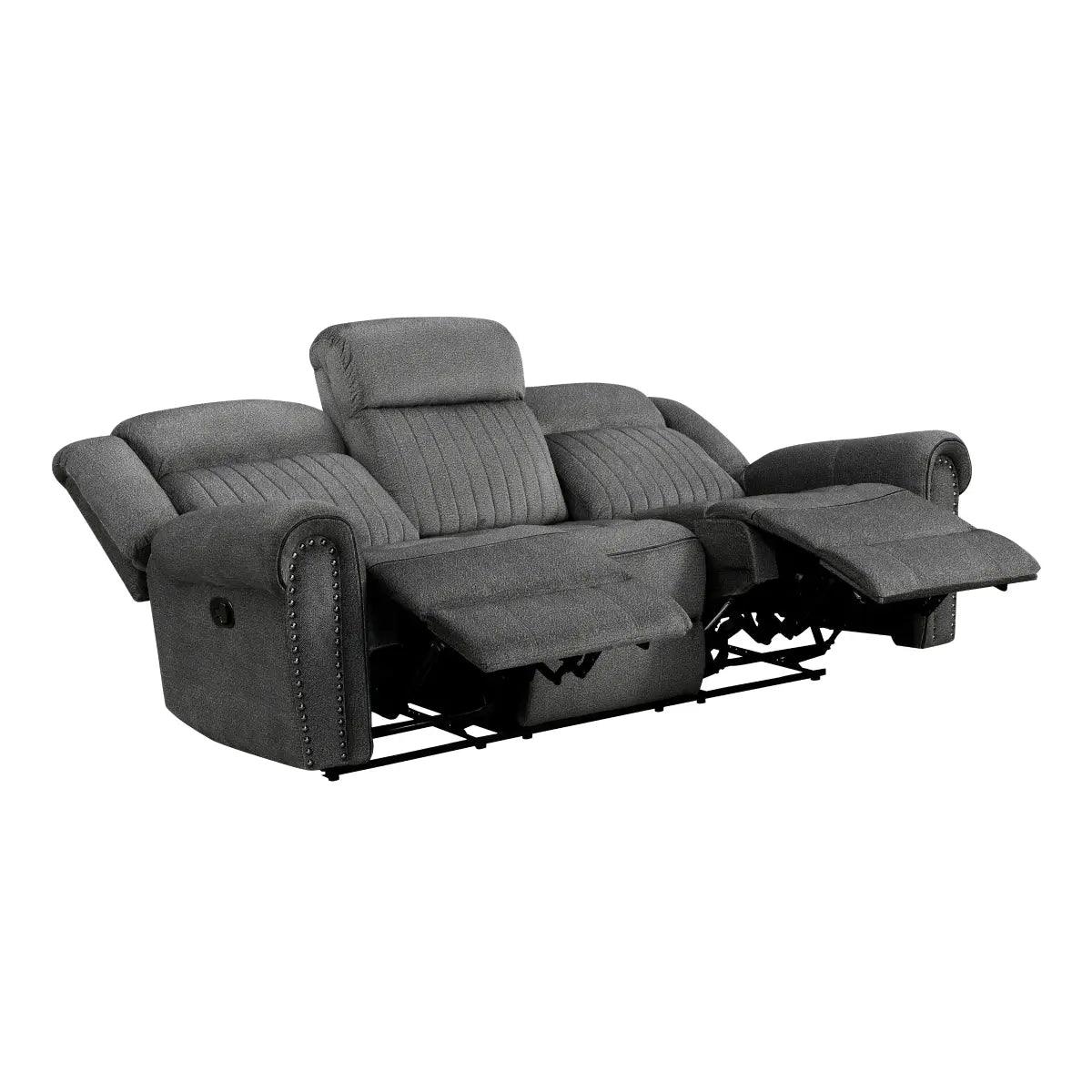 Brennen Double Reclining Sofa In Charcoal By Homelegance - ATL FURNITURE