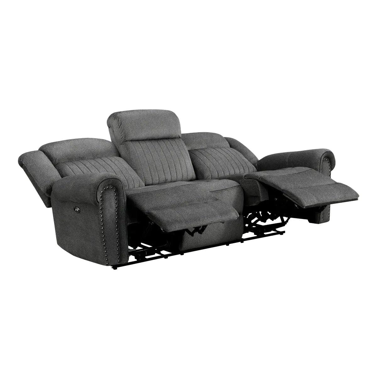 Brennen Double Reclining Sofa In Charcoal By Homelegance - ATL FURNITURE