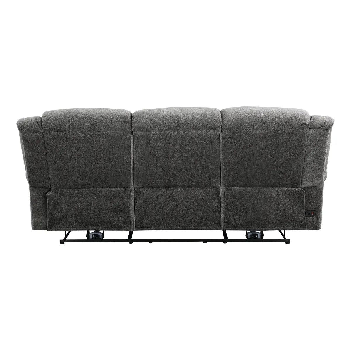 Brennen Double Reclining Sofa In Charcoal By Homelegance - ATL FURNITURE