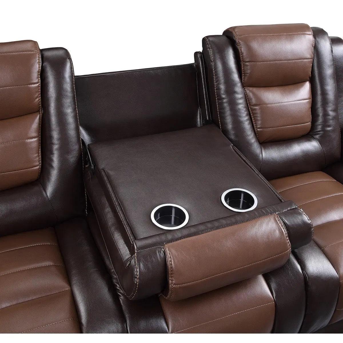 Briscoe Double Reclining Sofa With Drop-Down Cup Holders By Homelegance - ATL FURNITURE