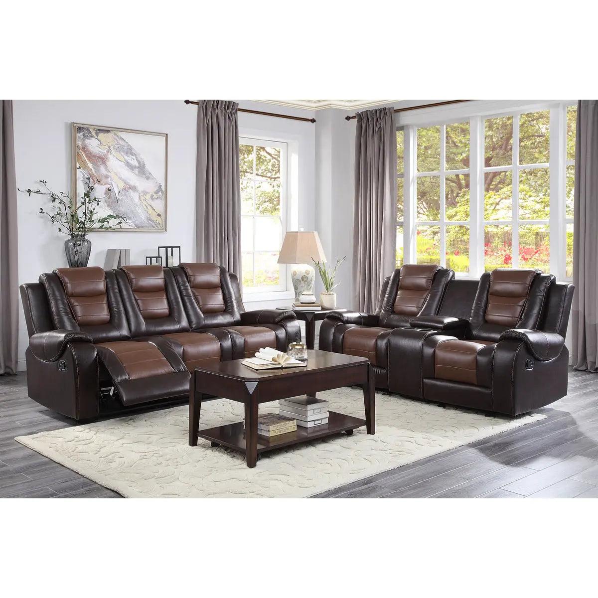 Briscoe Double Reclining Sofa With Drop-Down Cup Holders By Homelegance - ATL FURNITURE