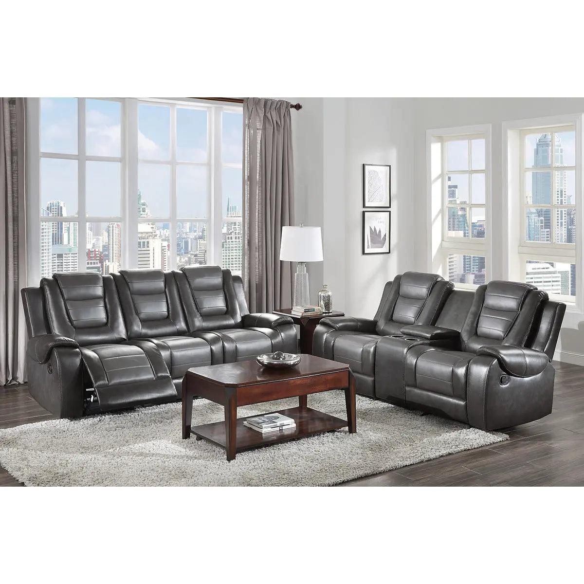 Briscoe Double Reclining Sofa With Drop-Down Cup Holders By Homelegance - ATL FURNITURE