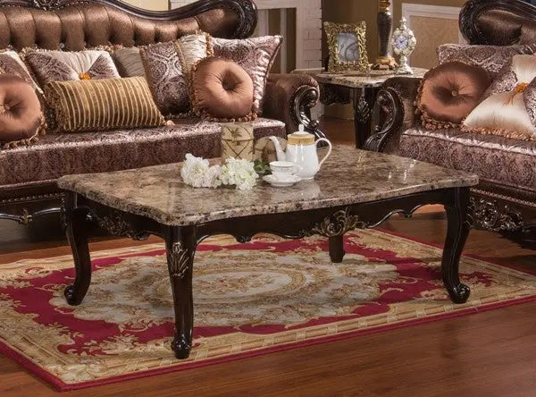 Britney Traditional Sofa and Loveseat in Cherry Wood Finish by Cosmos Furniture - ATL FURNITURE