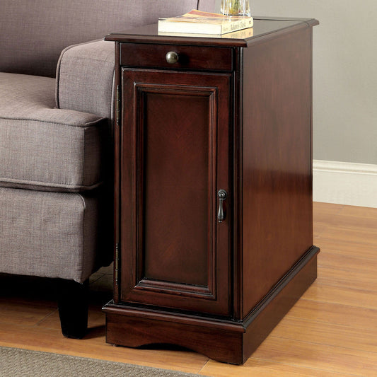 LILITH I Cherry Side Table w/ USB - ATL FURNITURE