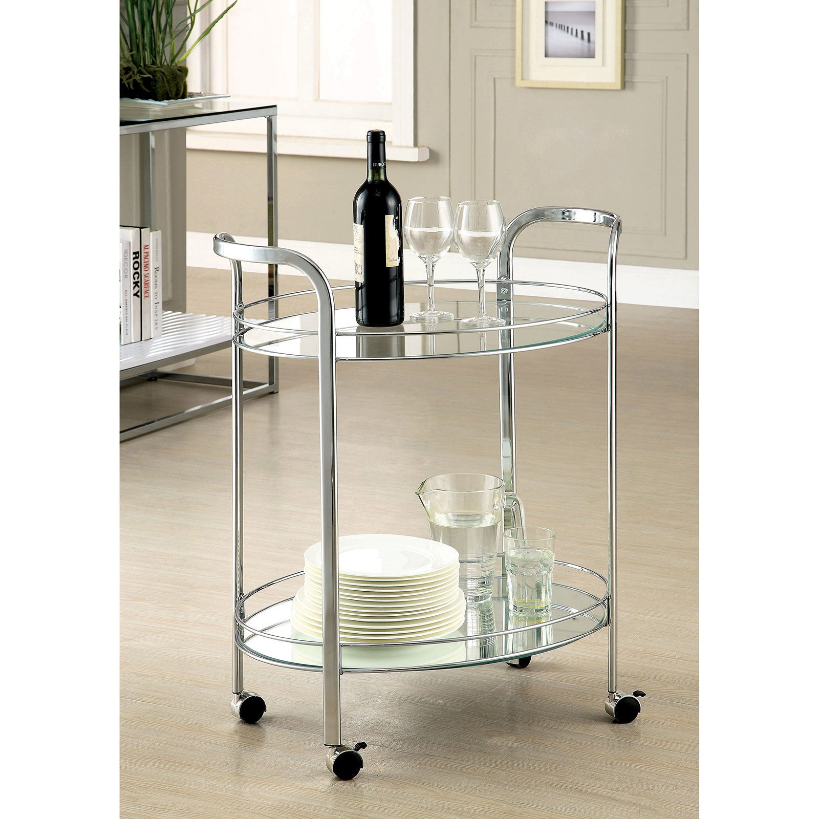 LOULE Chrome Serving Cart - ATL FURNITURE