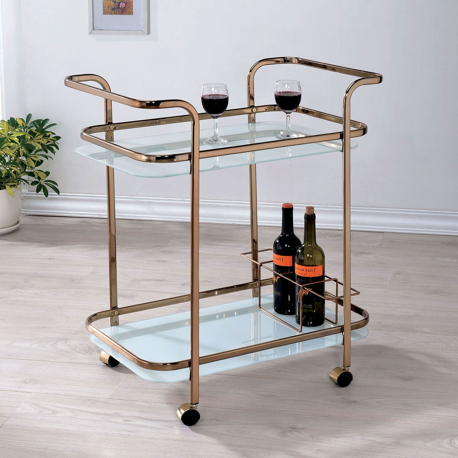 TIANA Champagne Serving Cart - ATL FURNITURE