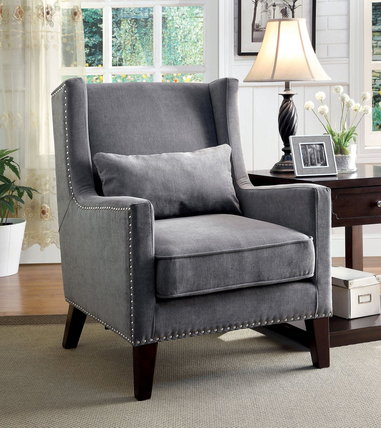 TOMAR Gray Accent Chair - ATL FURNITURE