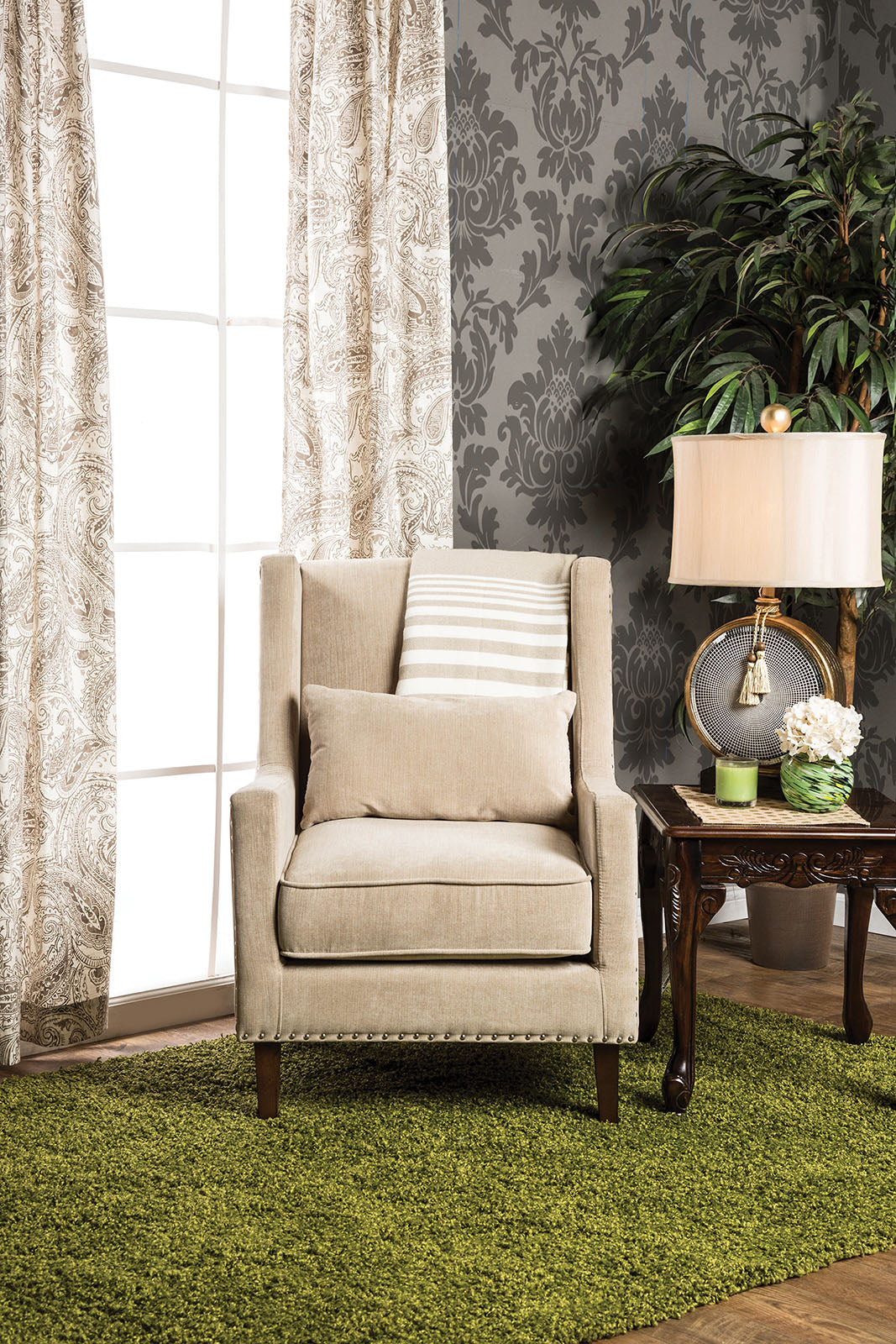 TOMAR Ivory Accent Chair - ATL FURNITURE