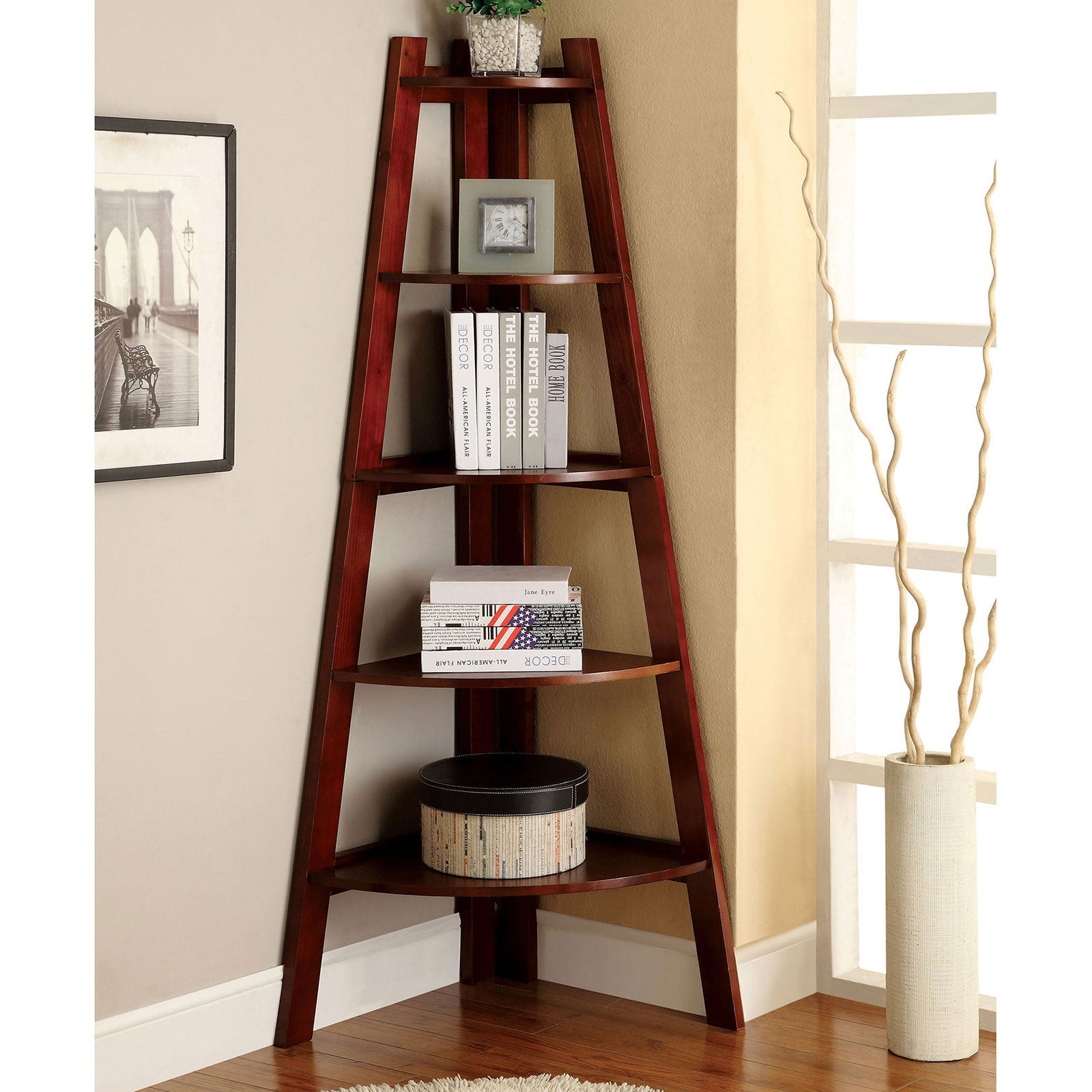 Lyss Cherry Ladder Shelf - ATL FURNITURE