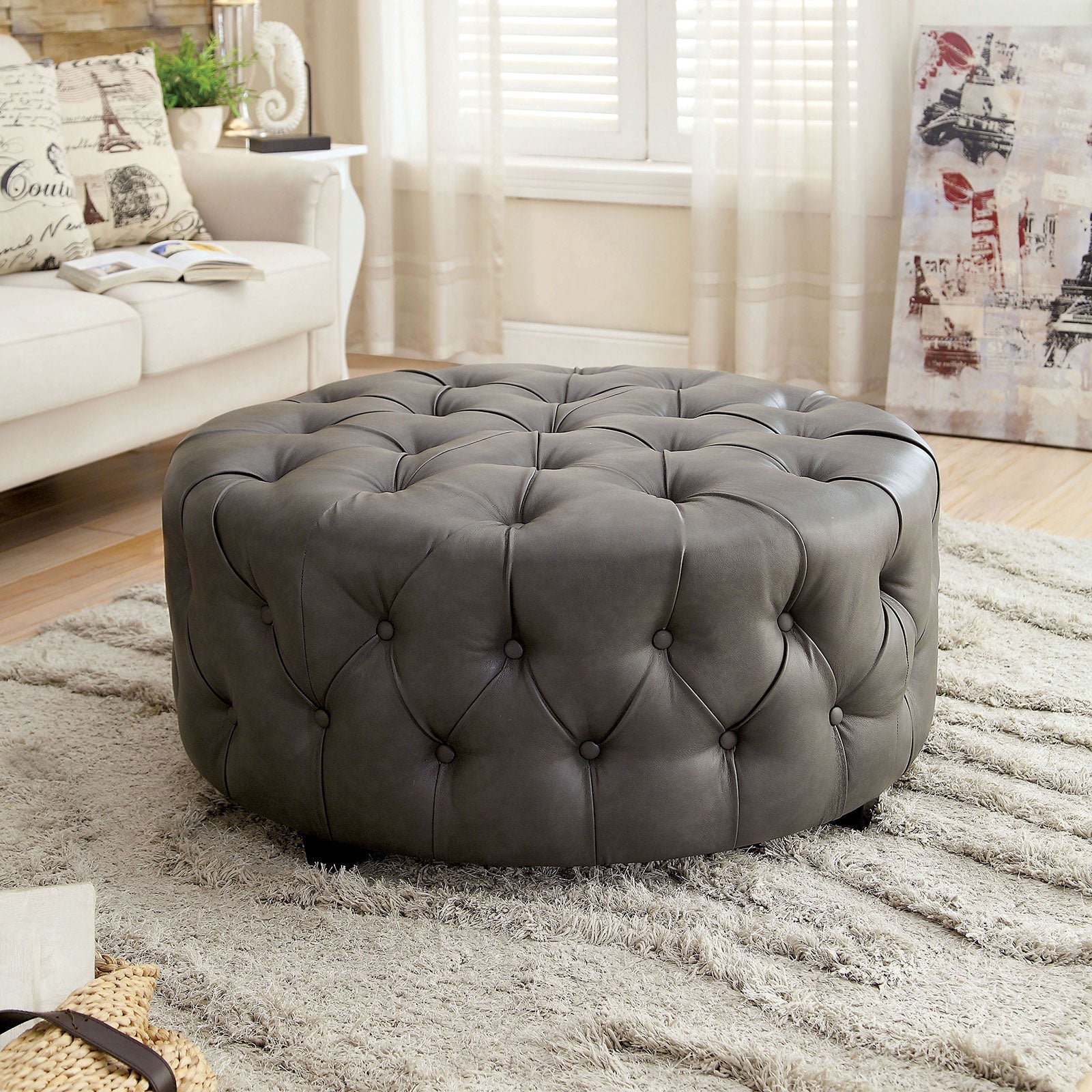 LATOYA Gray Ottoman - ATL FURNITURE