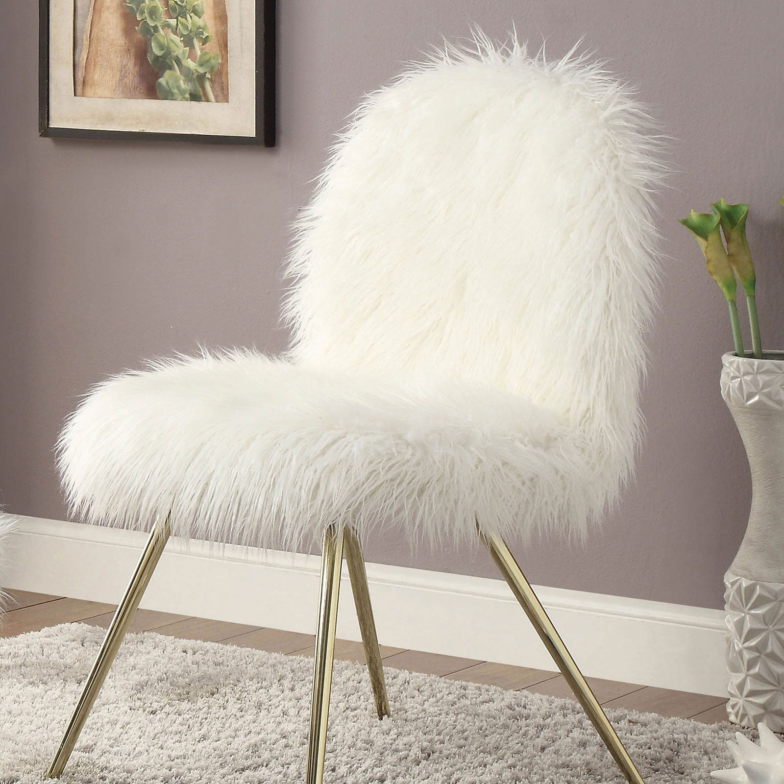 Caoimhe White/Gold Accent Chair - ATL FURNITURE