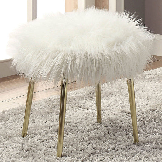 Caoimhe White/Gold Ottoman - ATL FURNITURE