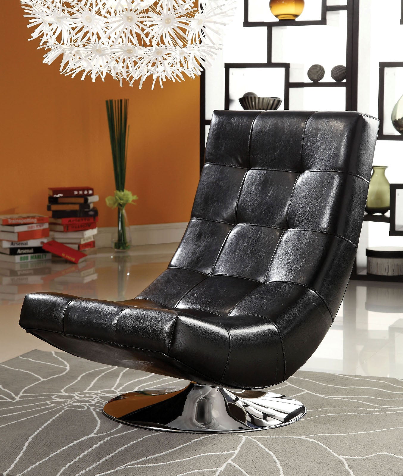 Trinidad Black Swivel Accent Chair - ATL FURNITURE