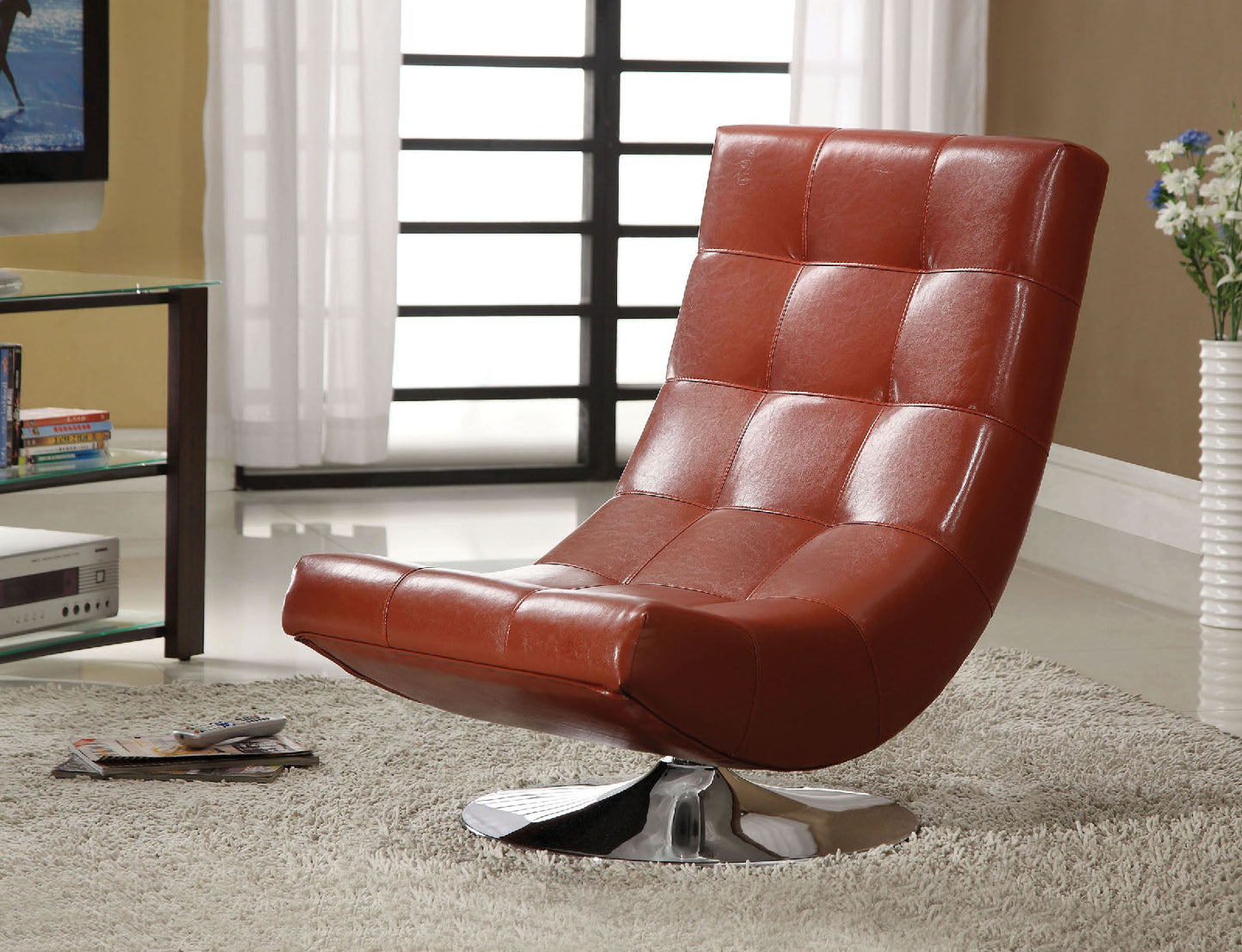 Trinidad Mahogany Swivel Accent Chair - ATL FURNITURE