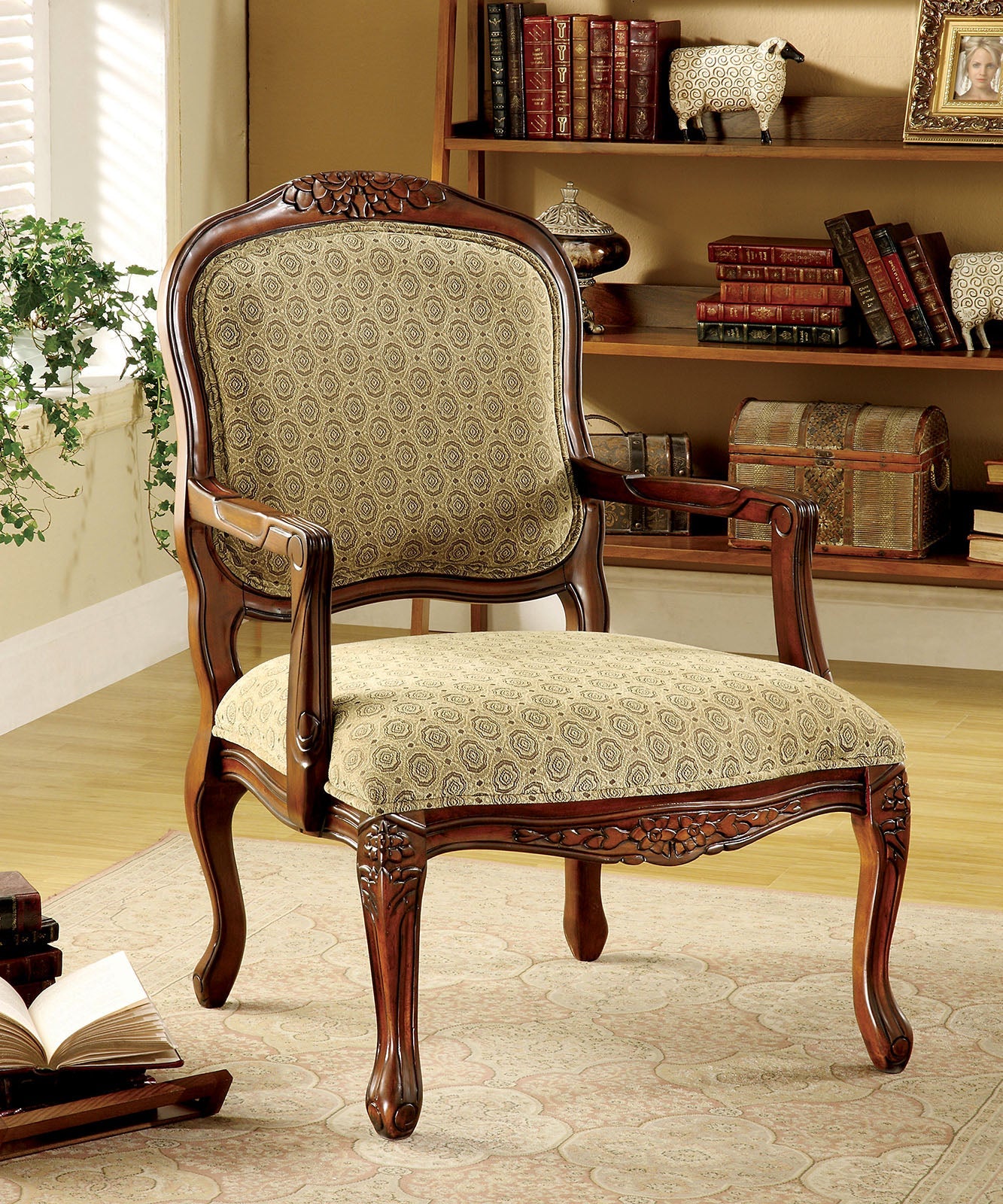 Quintus Antique Oak Accent Chair - ATL FURNITURE