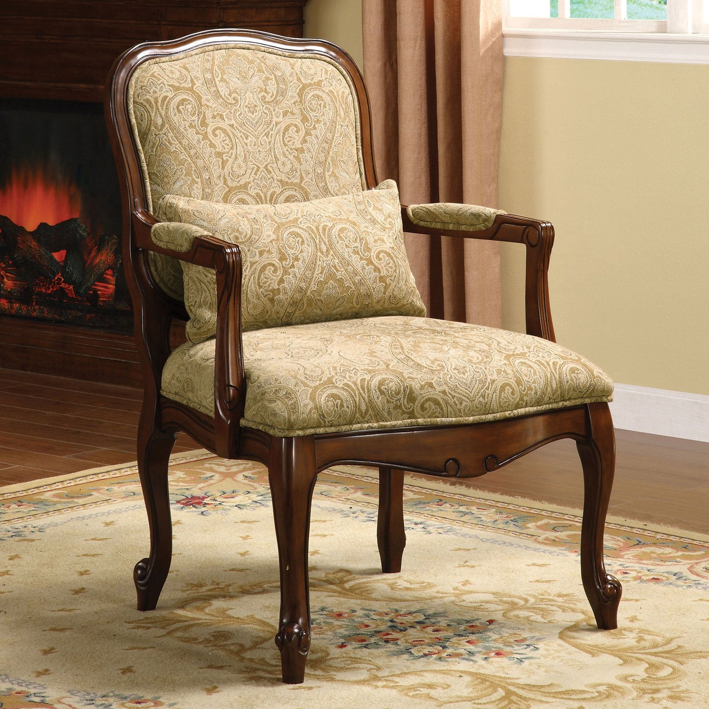 Waterville Beige/Dark Cherry Accent Chair - ATL FURNITURE