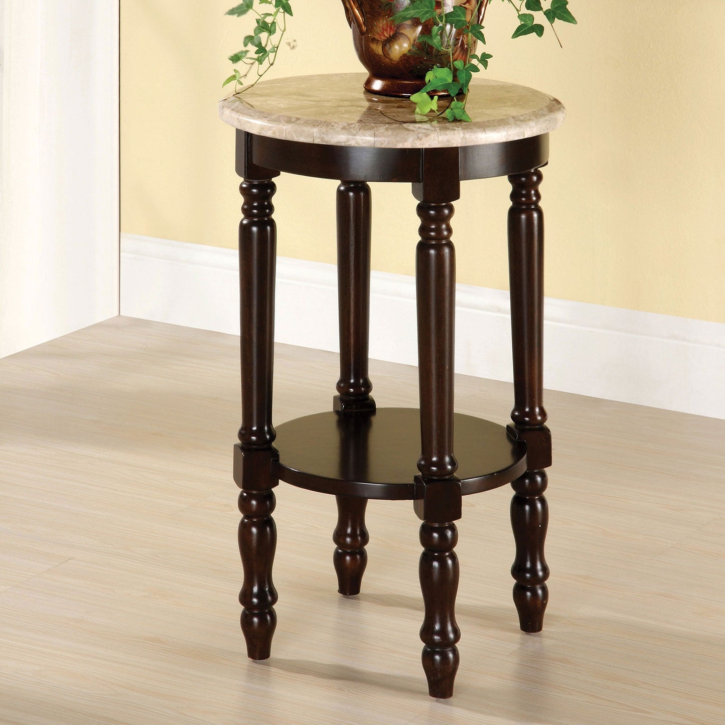 Santa Clarita Dark Cherry/Ivory Round Stand - ATL FURNITURE