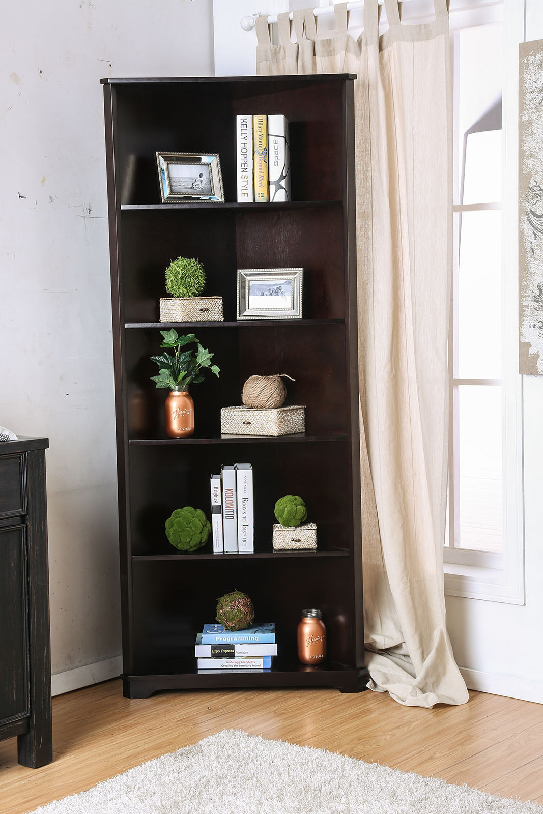 Rockwall Dark Walnut Bookshelf - ATL FURNITURE