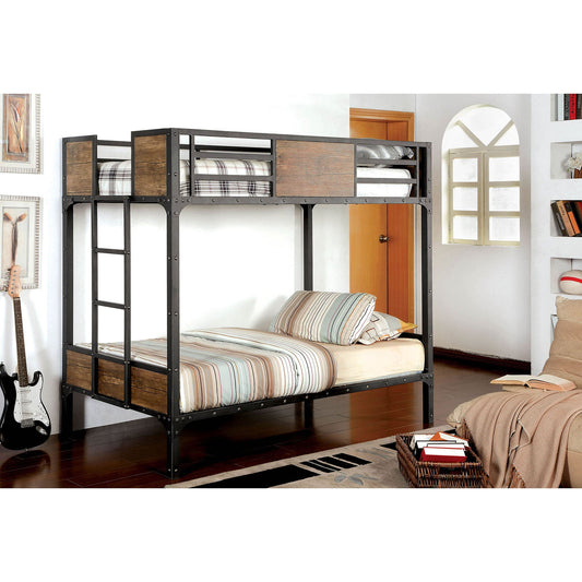 CLAPTON Black Twin/Twin Bunk Bed - ATL FURNITURE