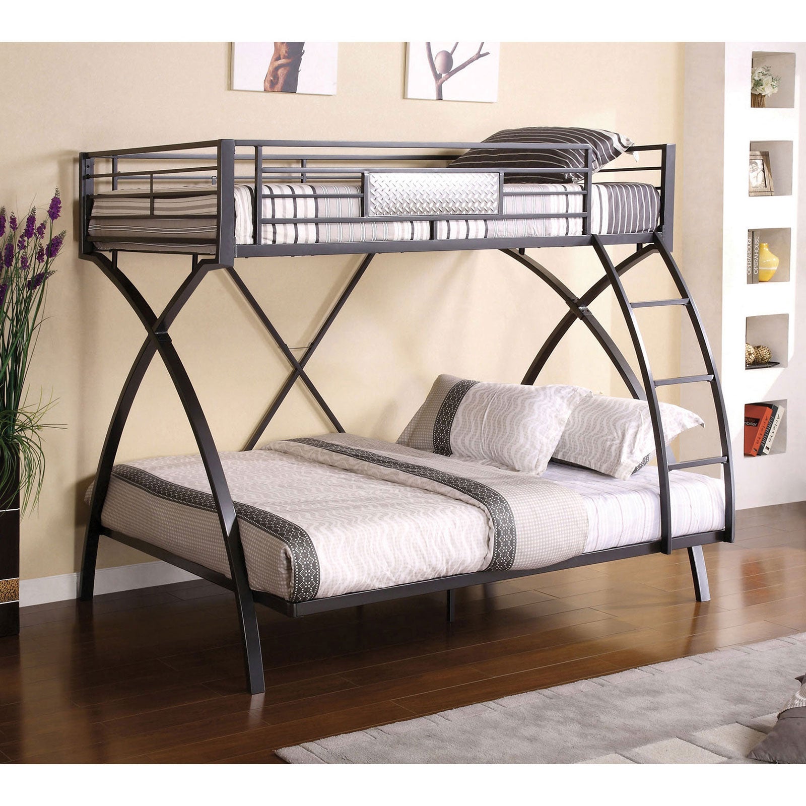 Apollo Gun Metal/Chrome Twin/Full Bunk Bed - ATL FURNITURE