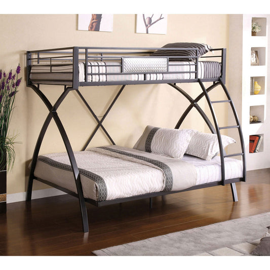 Apollo Gun Metal/Chrome Twin/Full Bunk Bed - ATL FURNITURE