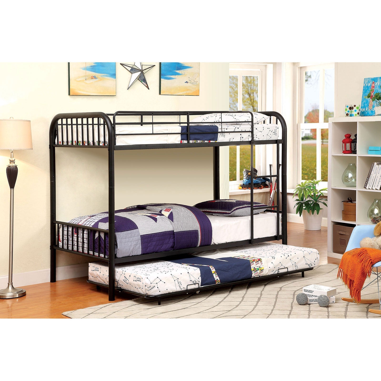 RAINBOW Black Metal Twin/Twin Bunk Bed - ATL FURNITURE