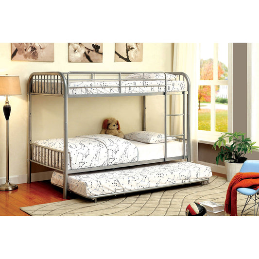 RAINBOW Silver Metal Twin/Twin Bunk Bed - ATL FURNITURE