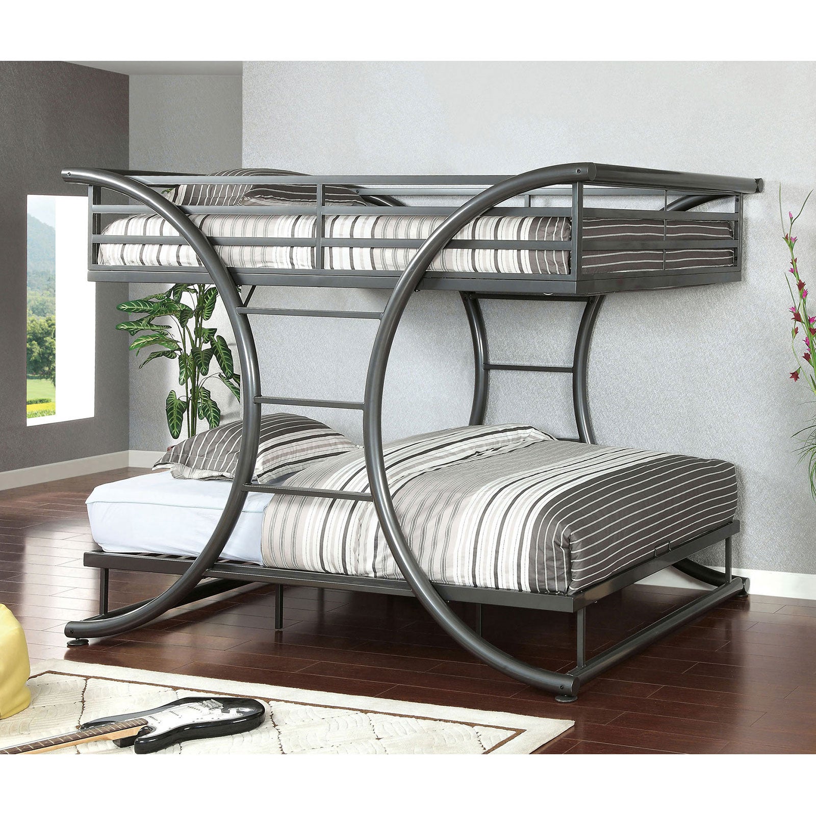 Lexis Gun Metal Full/Full Bunk Bed - ATL FURNITURE