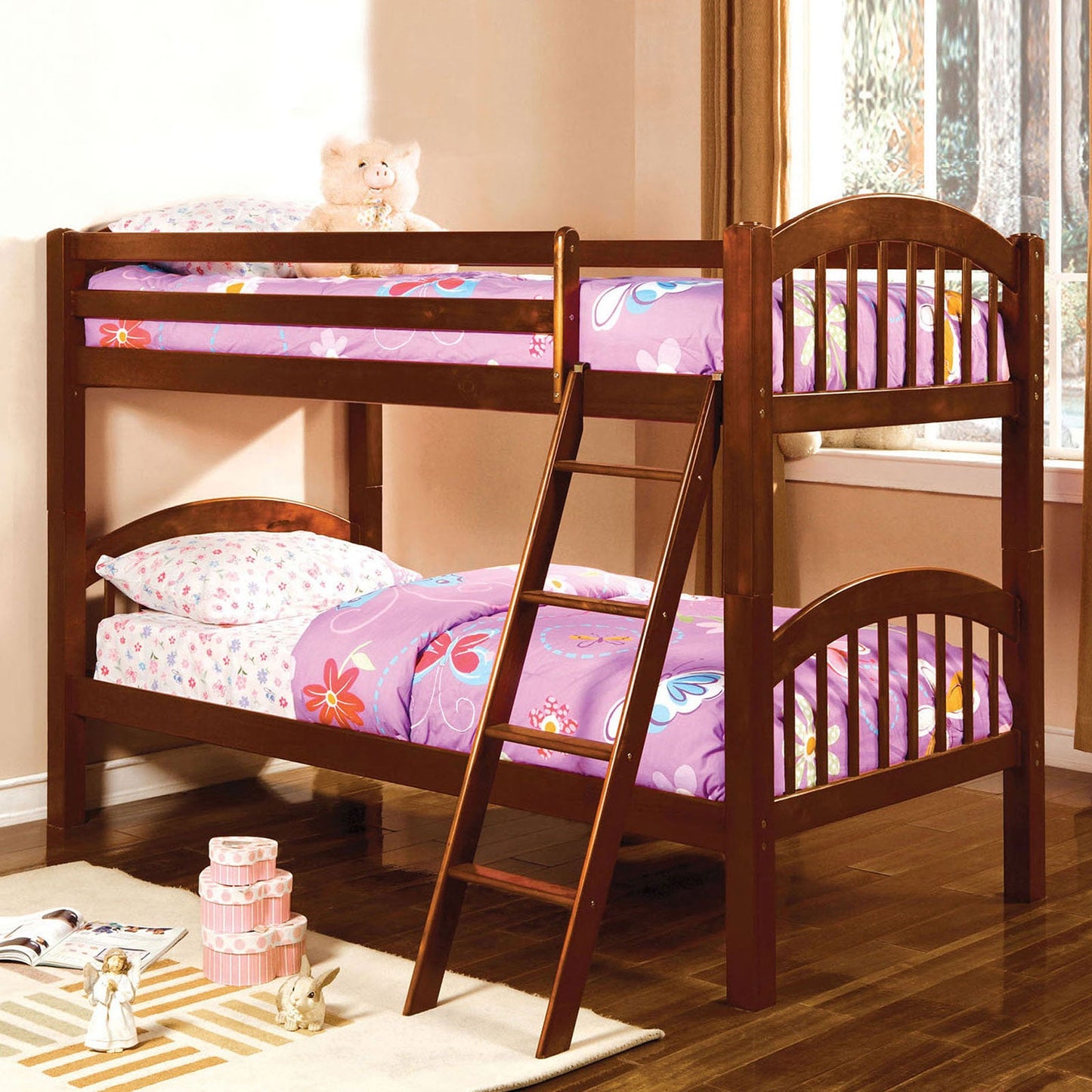 Coney Island Cherry Twin/Twin Bunk Bed - ATL FURNITURE