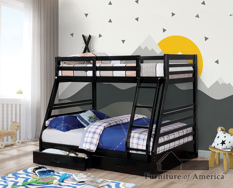 California Iv Black Twin/Full Bunk Bed - ATL FURNITURE