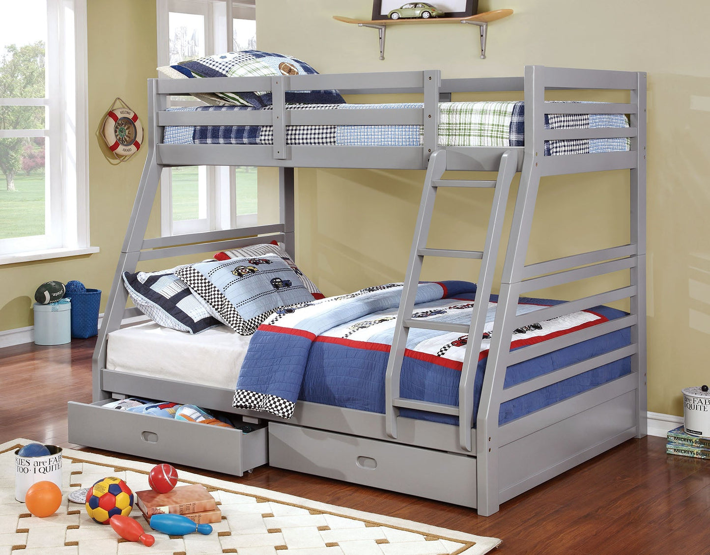 California III Gray Twin/Full Bunk Bed - ATL FURNITURE