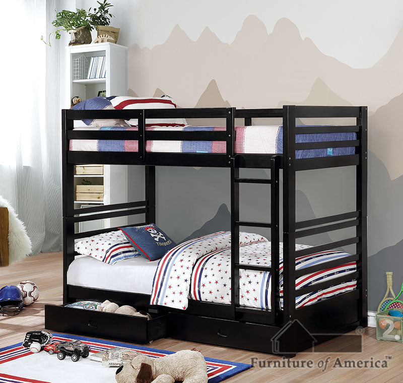 California Iv Black Twin/Twin Bunk Bed - ATL FURNITURE