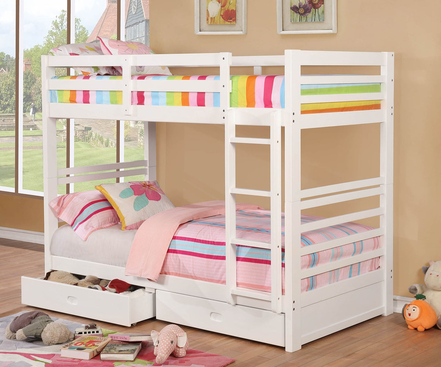 California IV White Twin/Twin Bunk Bed - ATL FURNITURE