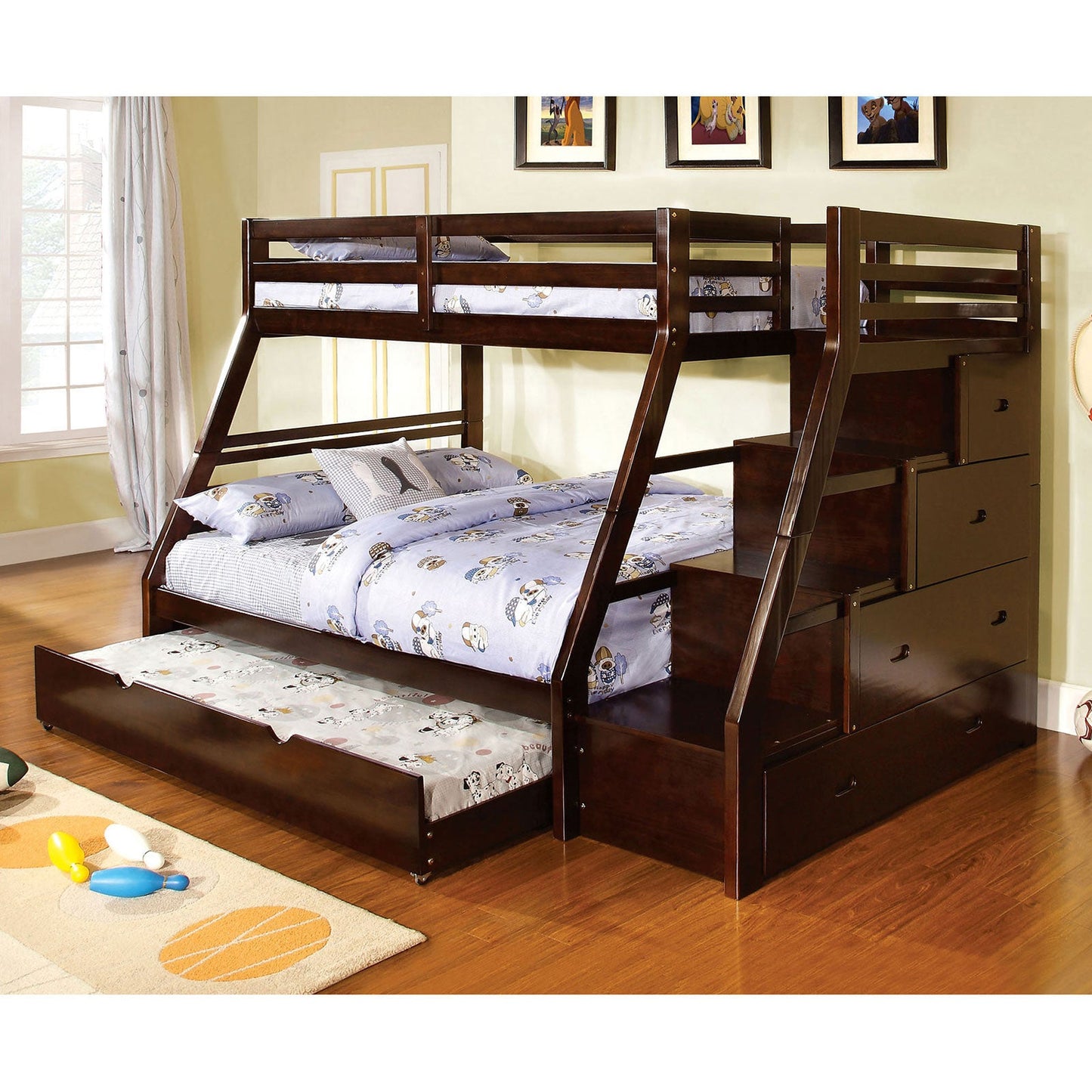 Ellington Dark Walnut Twin/Full Bunk Bed - ATL FURNITURE