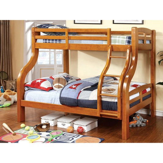 Solpine Oak Twin/Full Bunk Bed - ATL FURNITURE