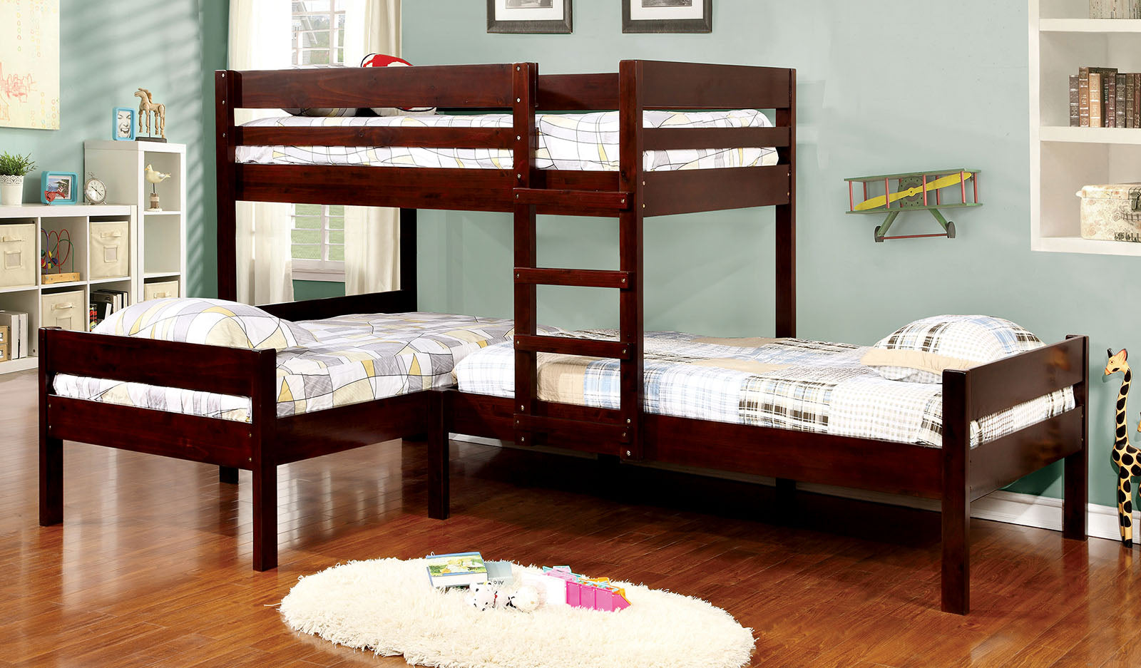 RANFORD Espresso Twin/Twin/Twin Bunk Bed - ATL FURNITURE