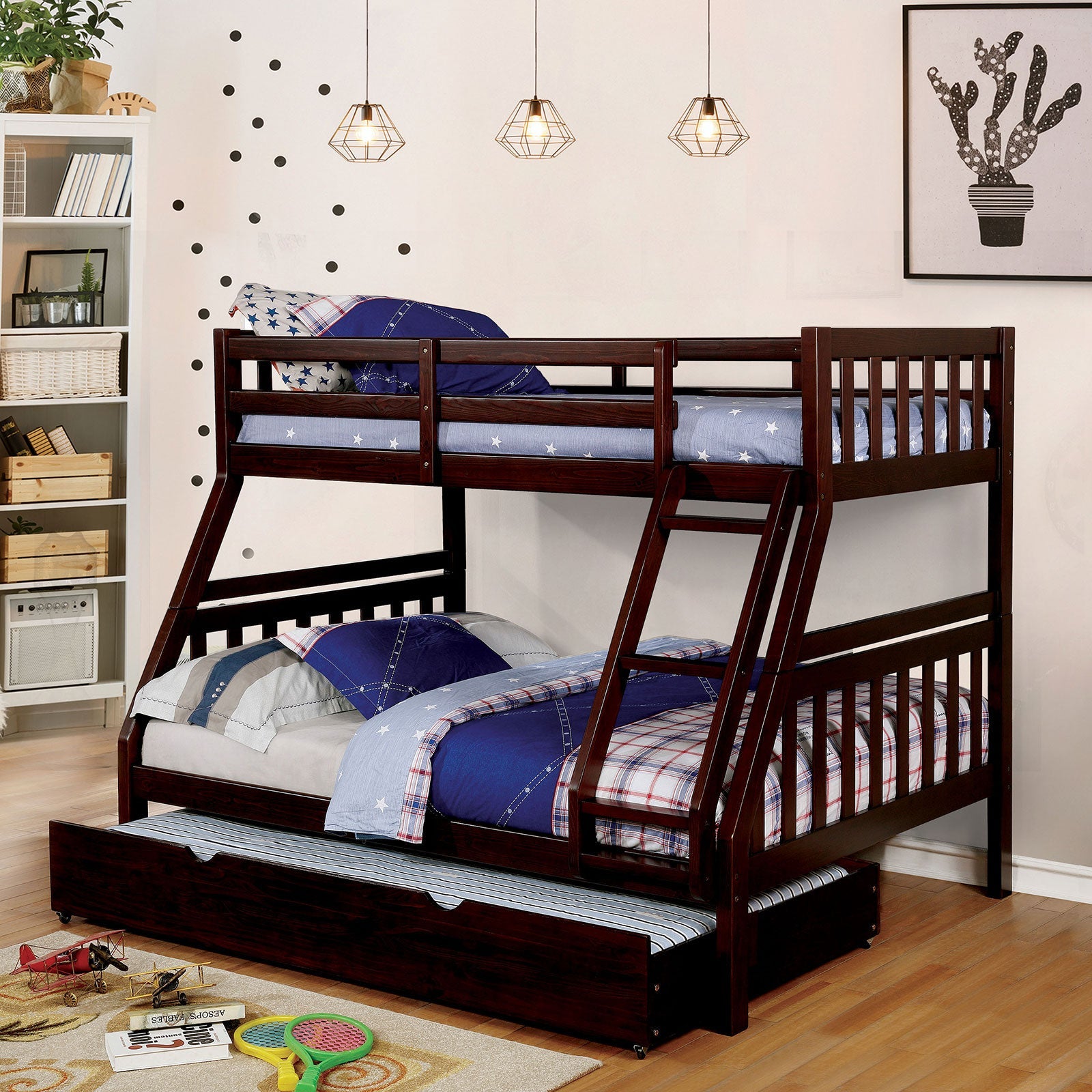 Emilie Dark Walnut Twin/ Full Bunk Bed - ATL FURNITURE