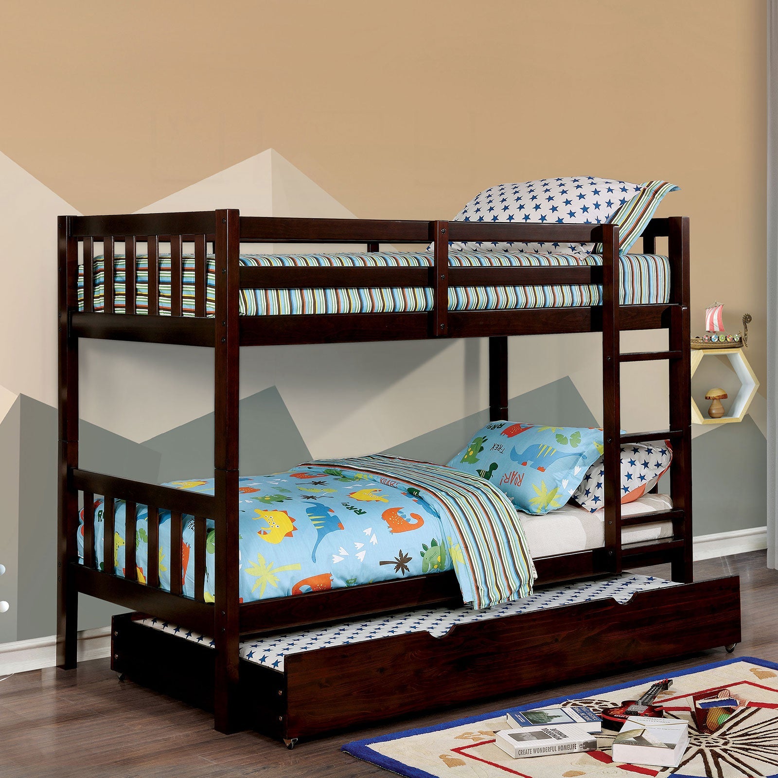 Emilie Dark Walnut Twin/Twin Bunk Bed - ATL FURNITURE