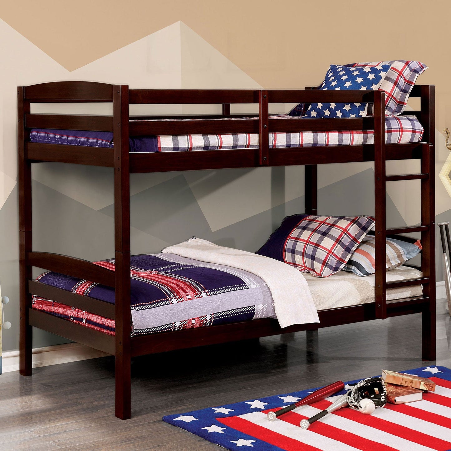 Elaine Wire-Brushed Warm Gray Twin/Twin Bunk Bed - ATL FURNITURE