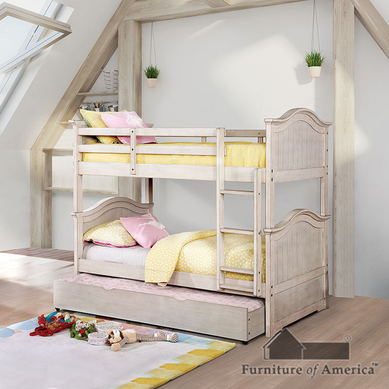 Hermine White Twin/Twin Bunk Bed - ATL FURNITURE