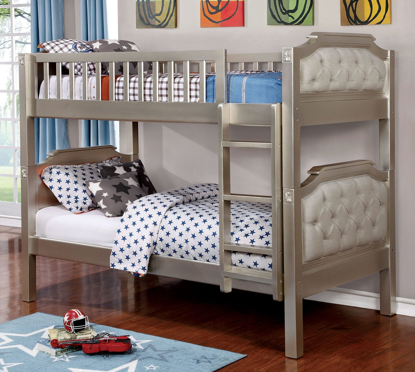 Beatrice Champagne Twin/Twin Bunk Bed - ATL FURNITURE