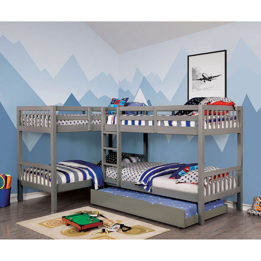 Marquette Gray Quadruple Twin Bunk Bed - ATL FURNITURE