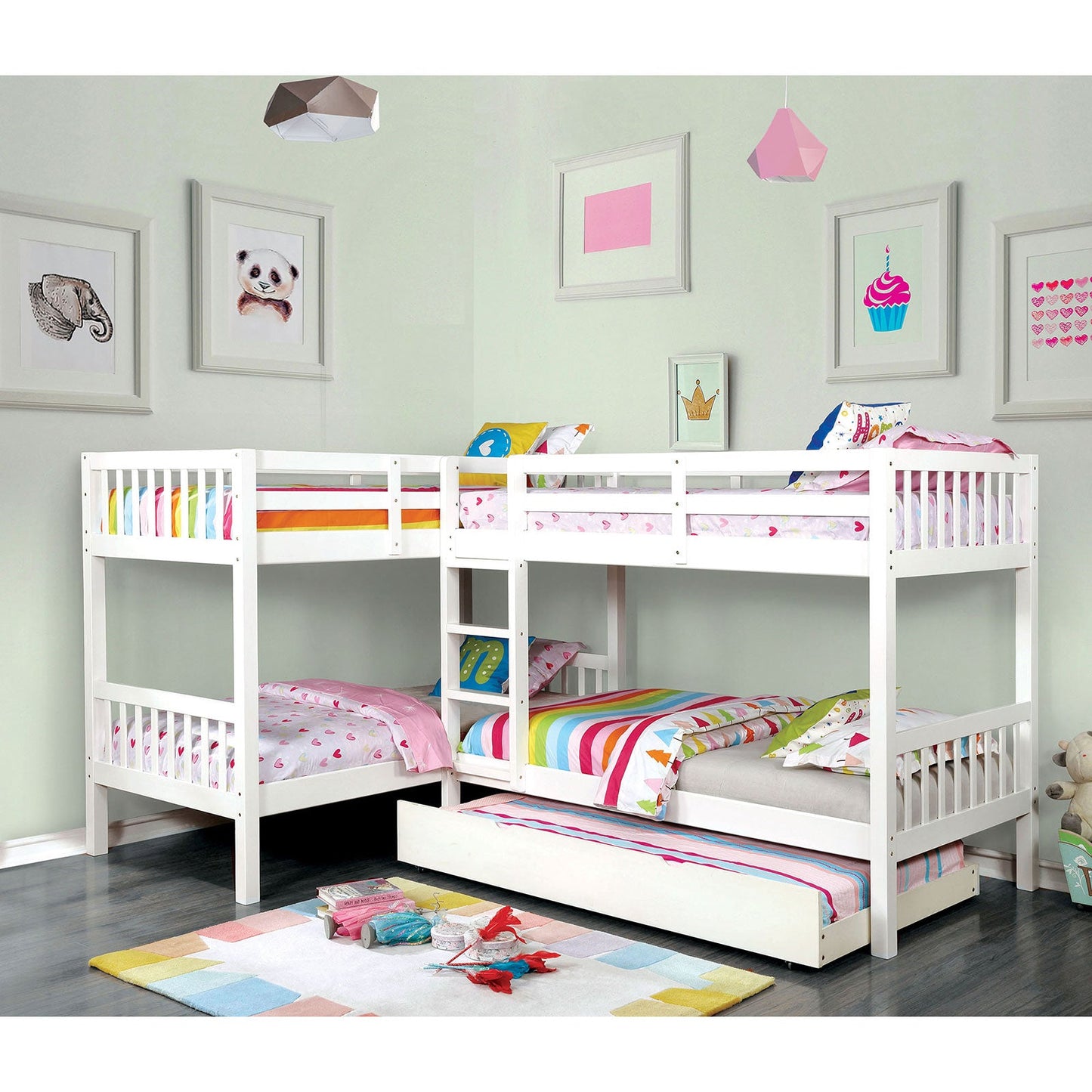 Marquette White Quadruple Twin Bunk Bed - ATL FURNITURE