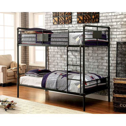 OLGA Antique Black Metal Twin/Twin Bunk Bed - ATL FURNITURE