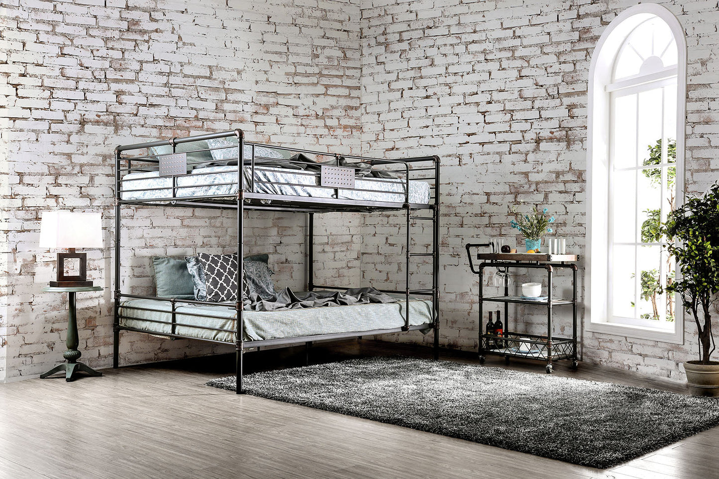 Olga I Antique Black Queen/Queen Bunk Bed - ATL FURNITURE