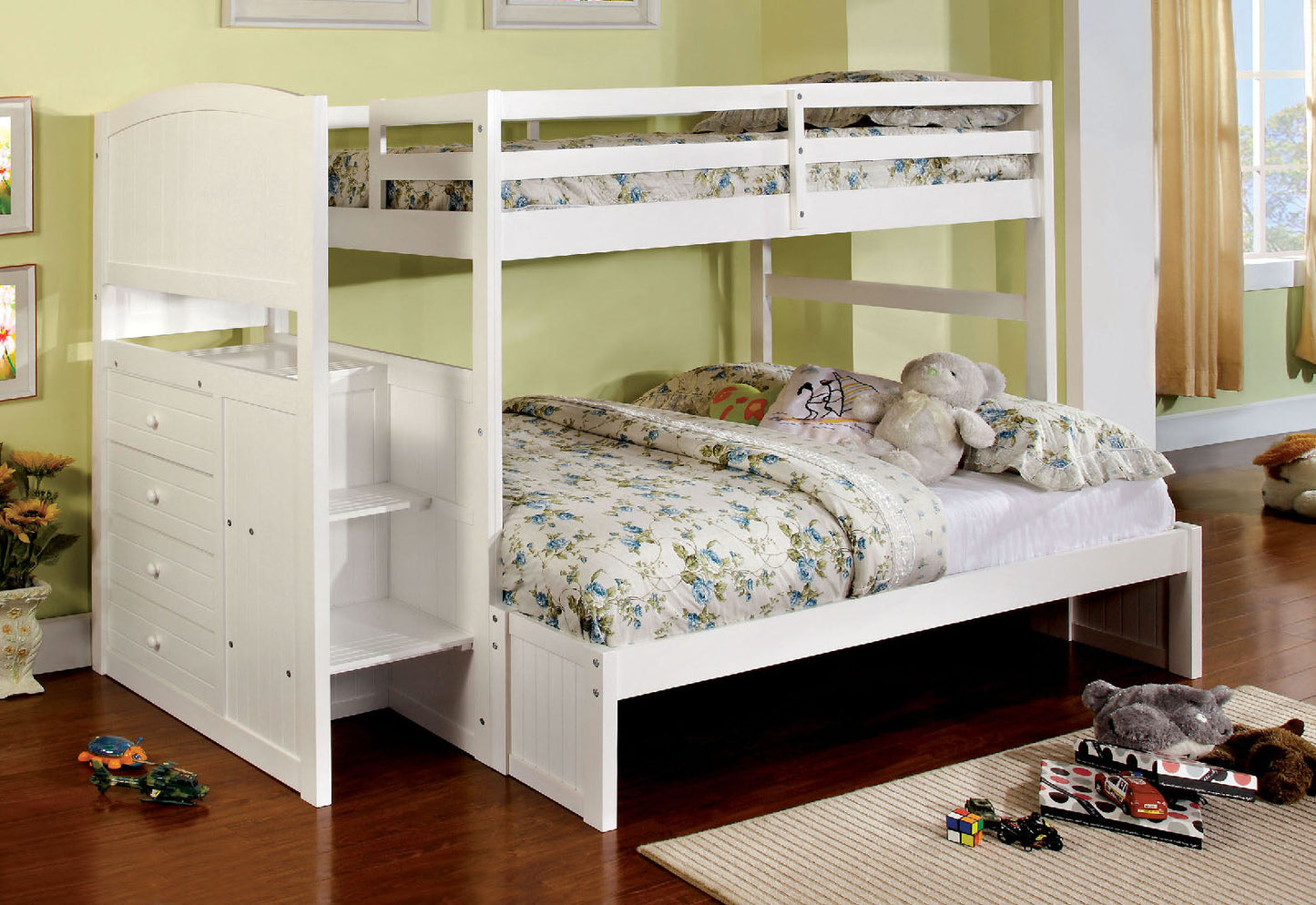 Appenzell White Twin/Full Bunk Bed - ATL FURNITURE