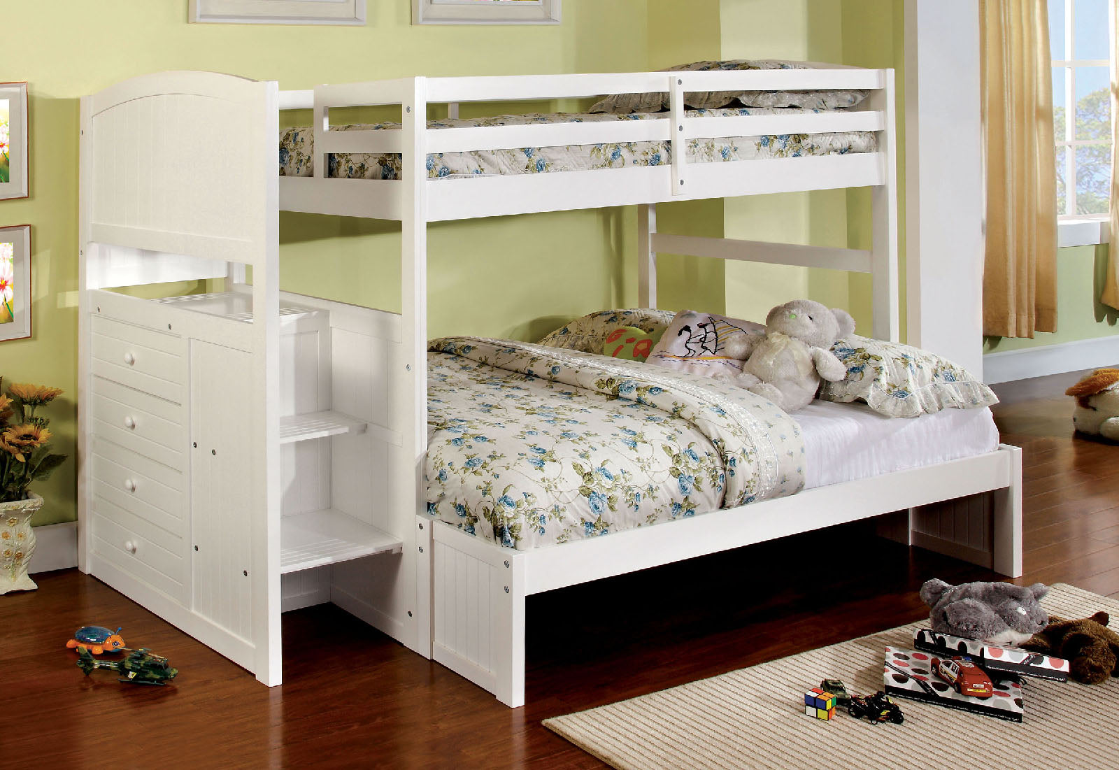 Appenzell White Twin/Full Bunk Bed - ATL FURNITURE