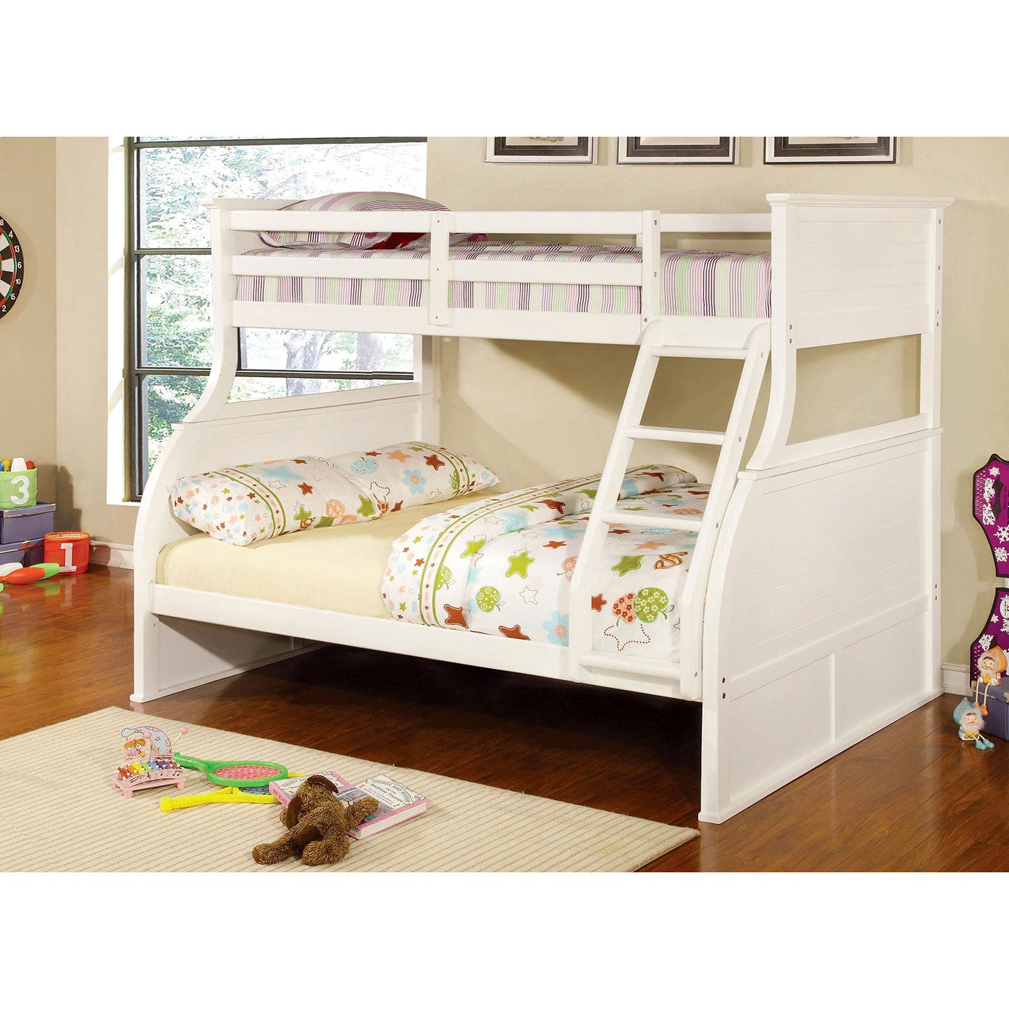 CANOVA White Twin/Full Bunk Bed - ATL FURNITURE