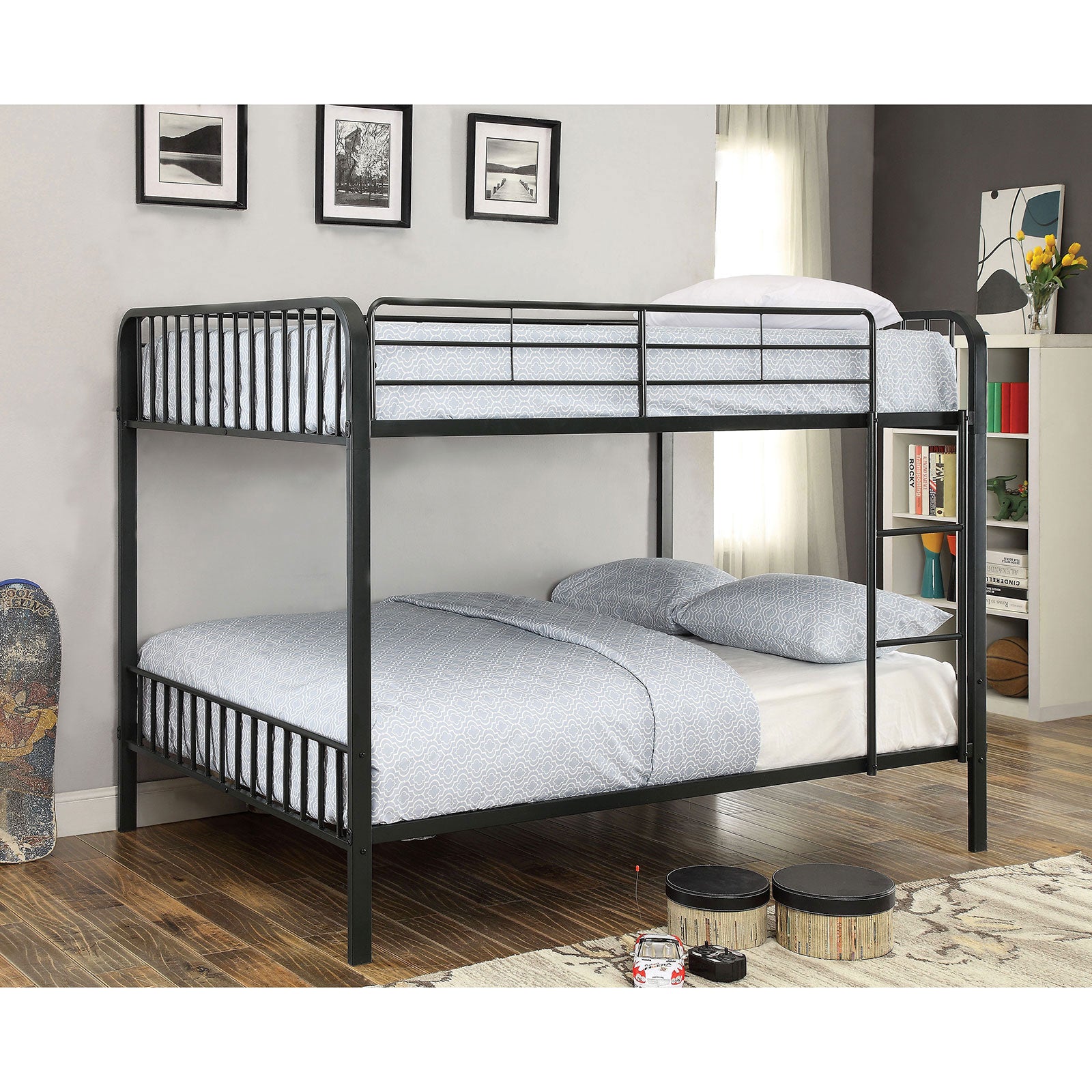 CLEMENT Black Metal Full/Full Bunk Bed - ATL FURNITURE