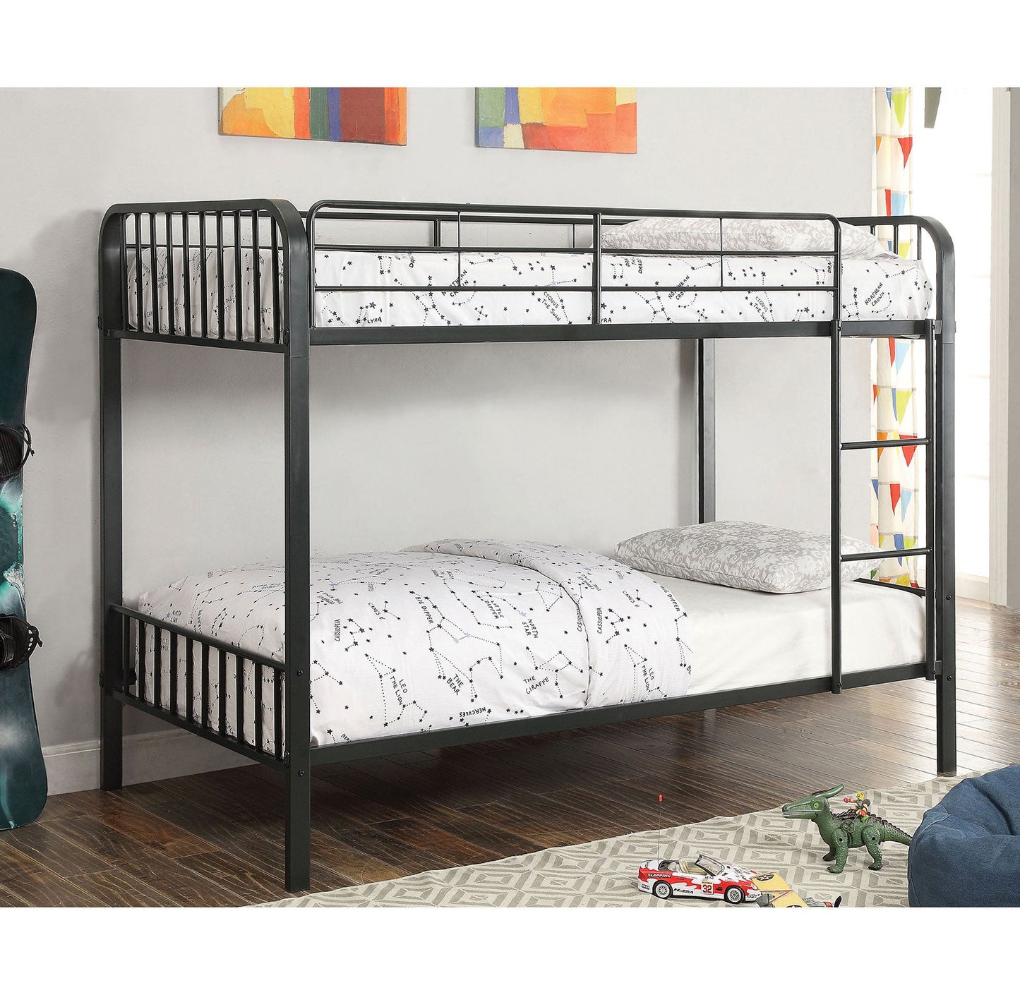 CLEMENT Black Metal Twin/Twin Bunk Bed - ATL FURNITURE